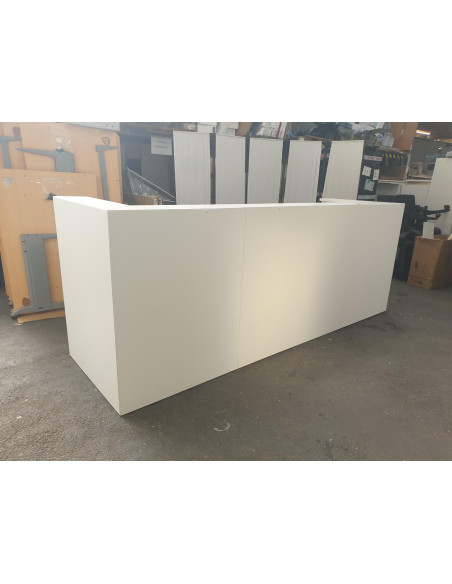 BANQUE D'ACCUEIL BLANCHE - seconde main - en mélaminé - dimensions L285 x P83 x H108 cm