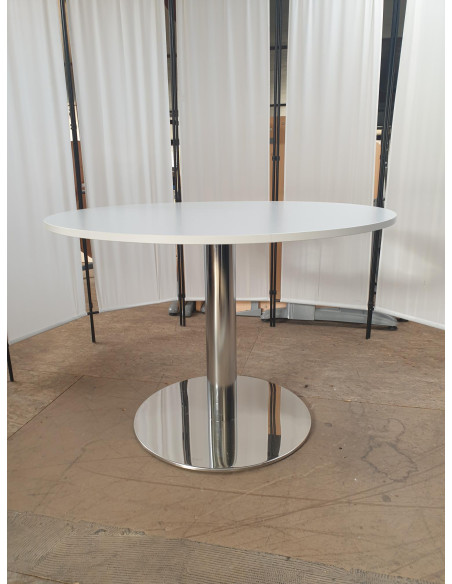 TABLE RONDE BLANCHE - seconde main - diam. 100cm - pied central inox