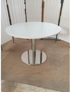 TABLE RONDE BLANCHE - seconde main - diam. 100cm - pied... 2