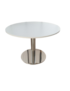 TABLE RONDE BLANCHE - seconde main - diam. 100cm - pied...
