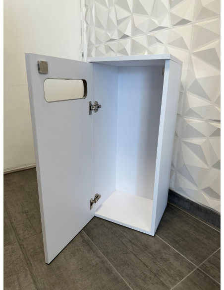 MEUBLE CACHE-POUBELLE - seconde main - en mélaminé coloris blanc - dimensions l40 x p35 x H90 cm