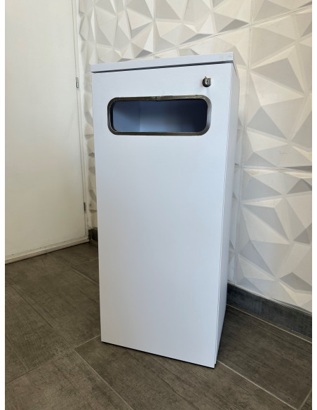 MEUBLE CACHE-POUBELLE - seconde main - en mélaminé coloris blanc - dimensions l40 x p35 x H90 cm