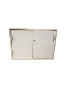 ARMOIRE BASSE GRIS CLAIR - seconde main - 2 portes...