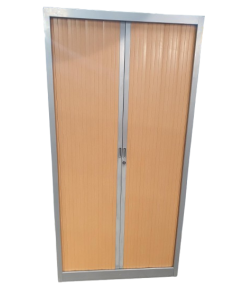 ARMOIRE HAUTE A RIDEAUX GRIS ET BOIS - seconde main -...