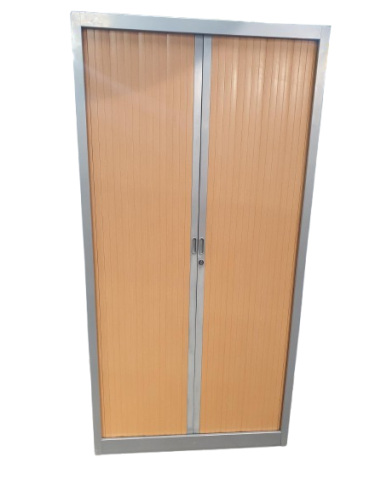 ARMOIRE HAUTE A RIDEAUX GRIS ET BOIS - seconde...