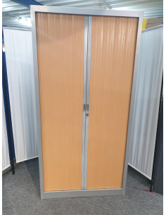 ARMOIRE HAUTE A RIDEAUX GRIS ET BOIS - seconde main -... 2