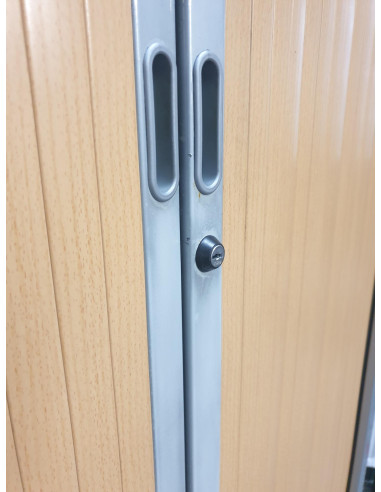 ARMOIRE HAUTE A RIDEAUX GRIS ET BOIS - seconde...