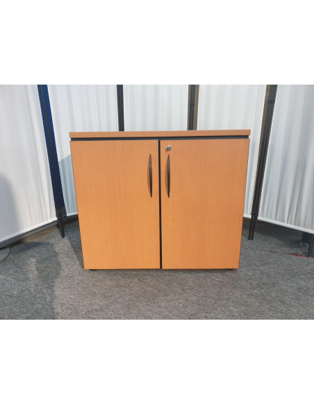 ARMOIRE BASSE NOIRE ET BOIS - seconde main - 2 portes battantes - dimensions L80 x H72 x P47 cm