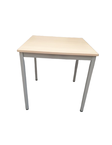 TABLE CARREE 70X70 - seconde main - coloris plateau hêtre - pieds gris alu