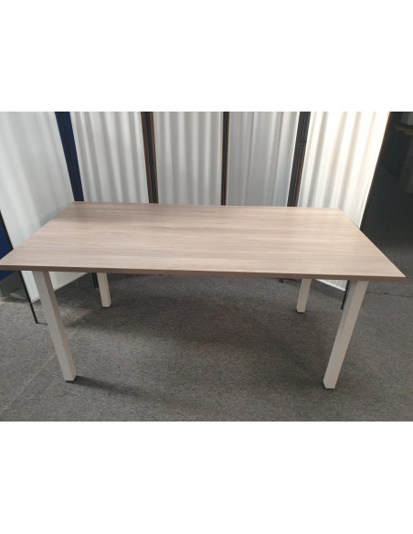 TABLE DE REUNION 160X80 - seconde main - coloris plateau OLMO STORM - pieds carrés blanc