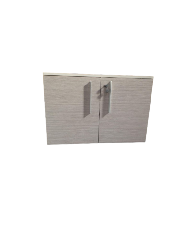 ARMOIRE BASSE 2 PORTES GRISES TEXTUREES -...