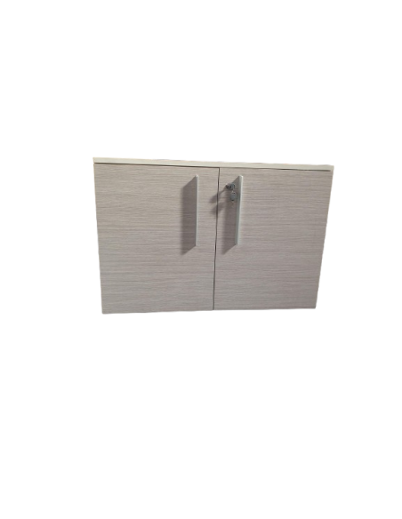 ARMOIRE BASSE 2 PORTES GRISES TEXTUREES - seconde main - 2 portes battantes - dimensions H63 x l90 x p58 cm