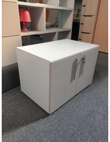 ARMOIRE BASSE 2 PORTES GRISES TEXTUREES -...