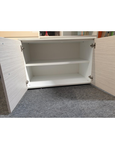 ARMOIRE BASSE 2 PORTES GRISES TEXTUREES -...