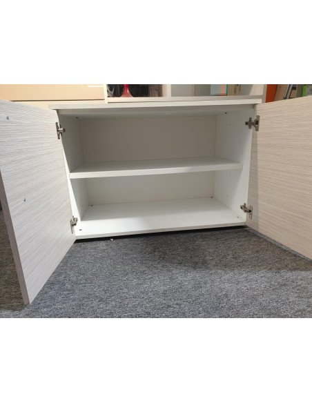 ARMOIRE BASSE 2 PORTES GRISES TEXTUREES - seconde main - 2 portes battantes - dimensions H63 x l90 x p58 cm