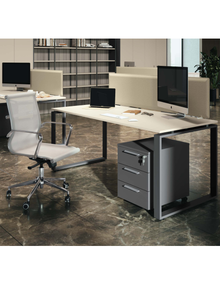 Bureau droit LOFT COLOMBINI - plateau mélaminé 25 mm - pieds métal - design italien