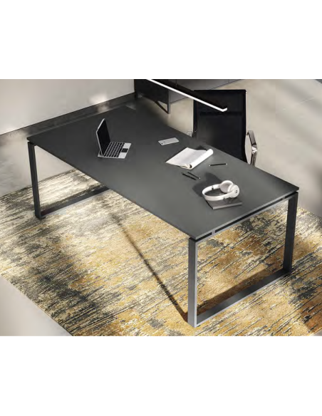 Bureau droit LOFT COLOMBINI - plateau mélaminé 25 mm - pieds métal - design italien