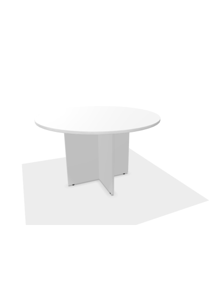 Table de réunion ronde - plateau et piétement mélaminé blanc - diam. 100 cm - déstockage