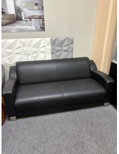 CANAPE CUIR NOIR 2 PLACES - seconde main 2