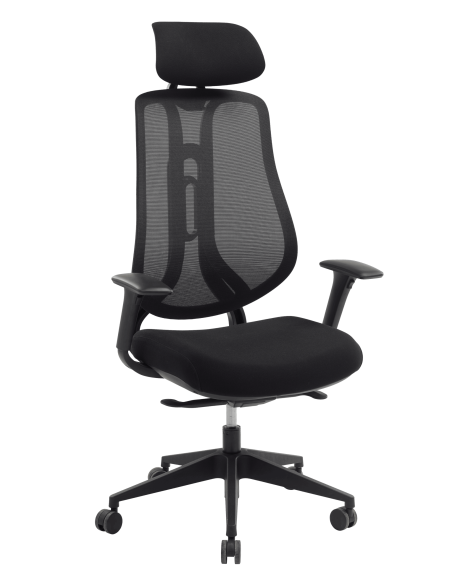 FAUTEUIL ERGONOMIQUE ZIGGY - synchrone - dossier et têtière réglable - accoudoirs 3d - translation assise