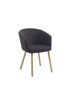 FAUTEUIL LOUNGE GRIS - assise tapissée - pieds métal...