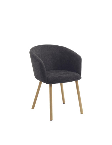 FAUTEUIL LOUNGE GRIS - assise tapissée - pieds...