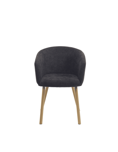 FAUTEUIL LOUNGE GRIS - assise tapissée - pieds métal imitation bois