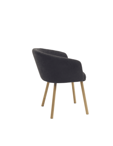 FAUTEUIL LOUNGE GRIS - assise tapissée - pieds...