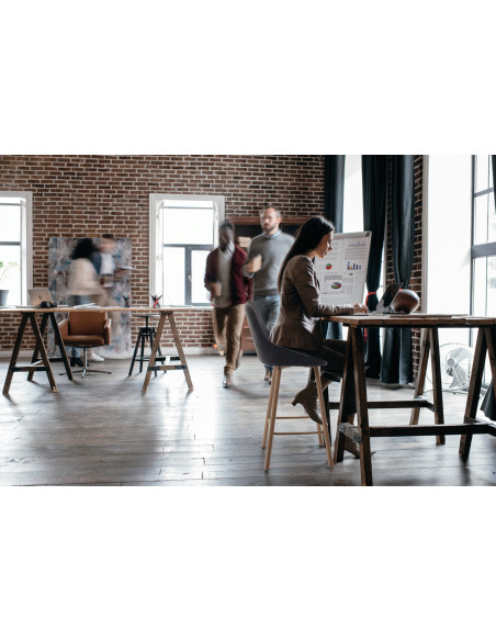 TABOURET HAUT BARSTOOL - assise tapissée - pieds métal imitation bois