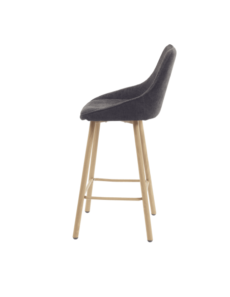 TABOURET HAUT BARSTOOL - assise tapissée - pieds métal imitation bois