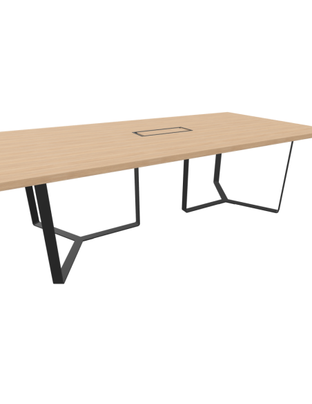 TABLE REUNION PLANA - table conférence - pieds métal triangle - boitier prise de courant