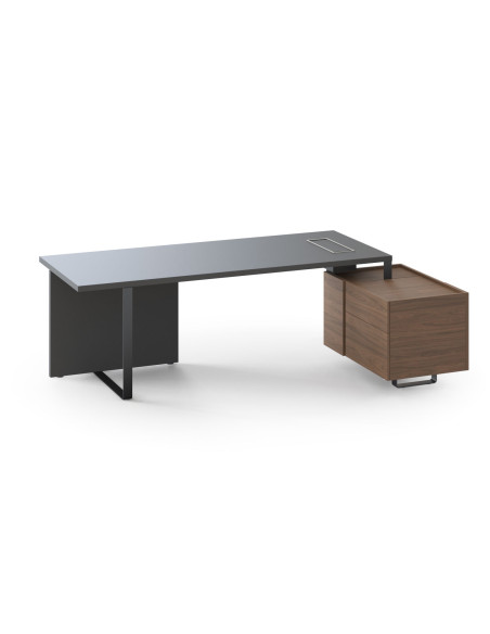 BUREAU DIRECTION PLANA AVEC CREDENCE - pieds métal triangle -