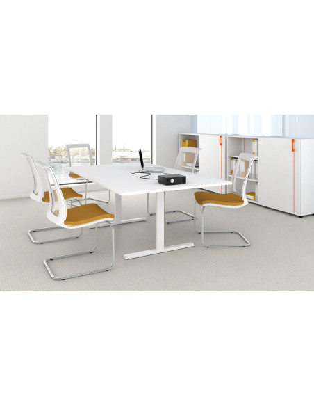 TABLE DE REUNION T-EASY - pieds métal en T - plateau mélaminé ép 25mm