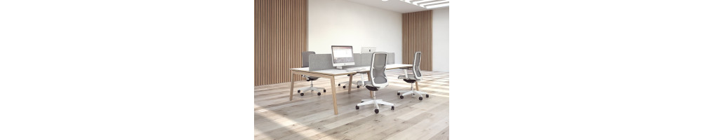 Gamme Wood - Bureau Bois Piétement Scandinave HPL Tendance Naturel